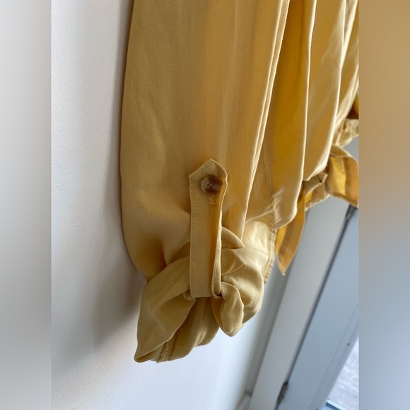 THREAD + SUPPLY Tie Front Long Sleeved Mustard Yellow Shirt Size Large - Picture 5 of 12